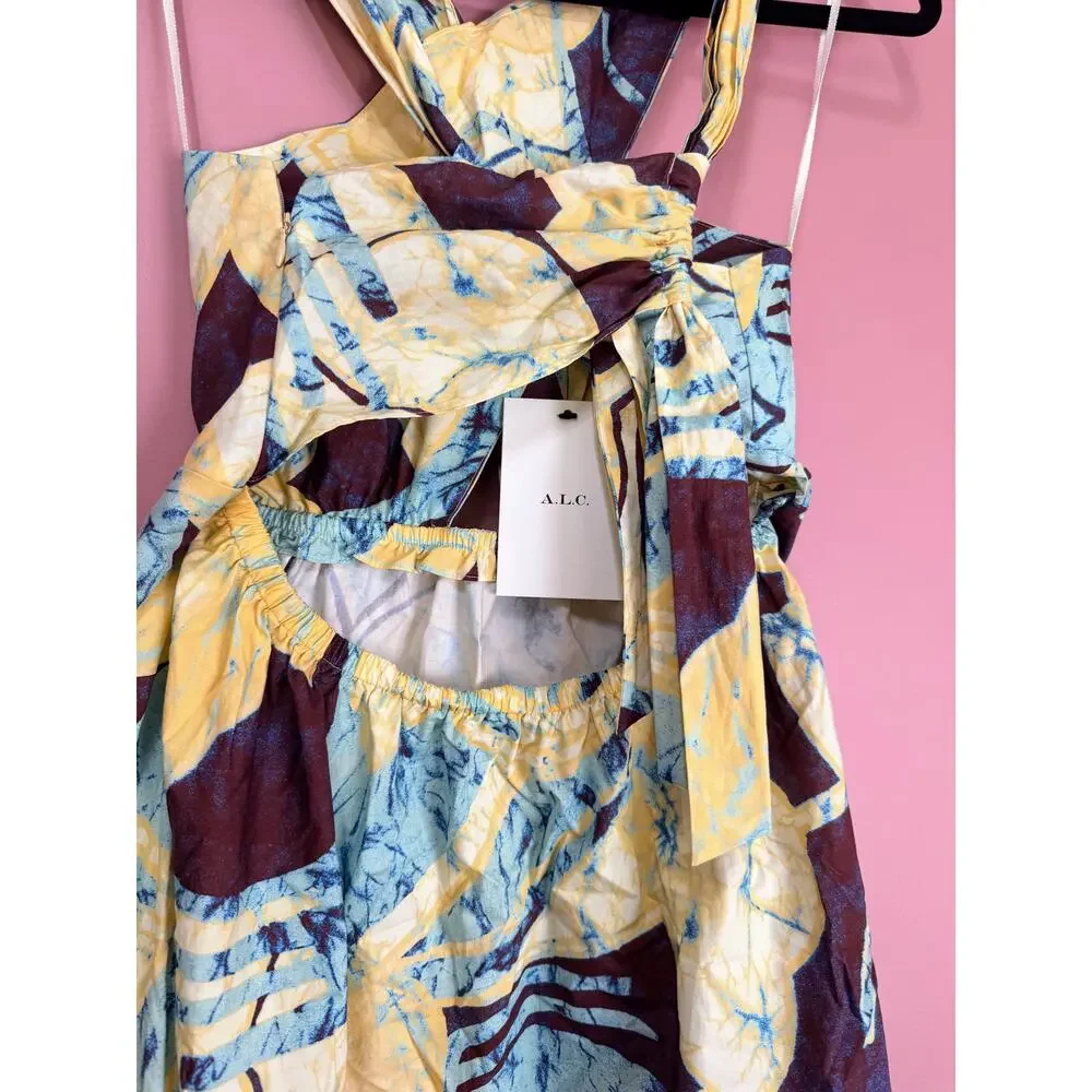 A.L.C Veronica Dress in Carob & Chardonnay Size 4 Maxi Poplin Summer Party - Picture 6 of 10